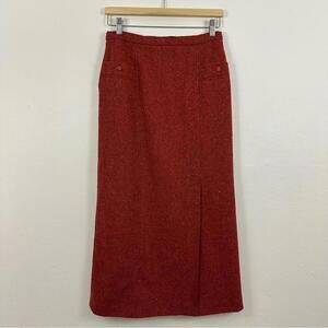Weinberg Women’s Tweed Burnt Orange Wool Blend Skirt Size 40